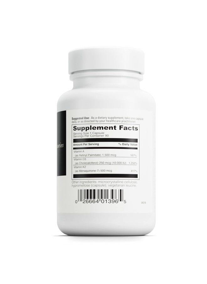 Davinci DaVinci Labs ADK 10 - Dietary Supplement to Support Bone Structure, Heart Health and Immune Function - With Vitamin A, Vitamin D3 10,000 IU and Vitamin K2 - Gluten-Free - 90 Vegetarian Capsules  - Image 1