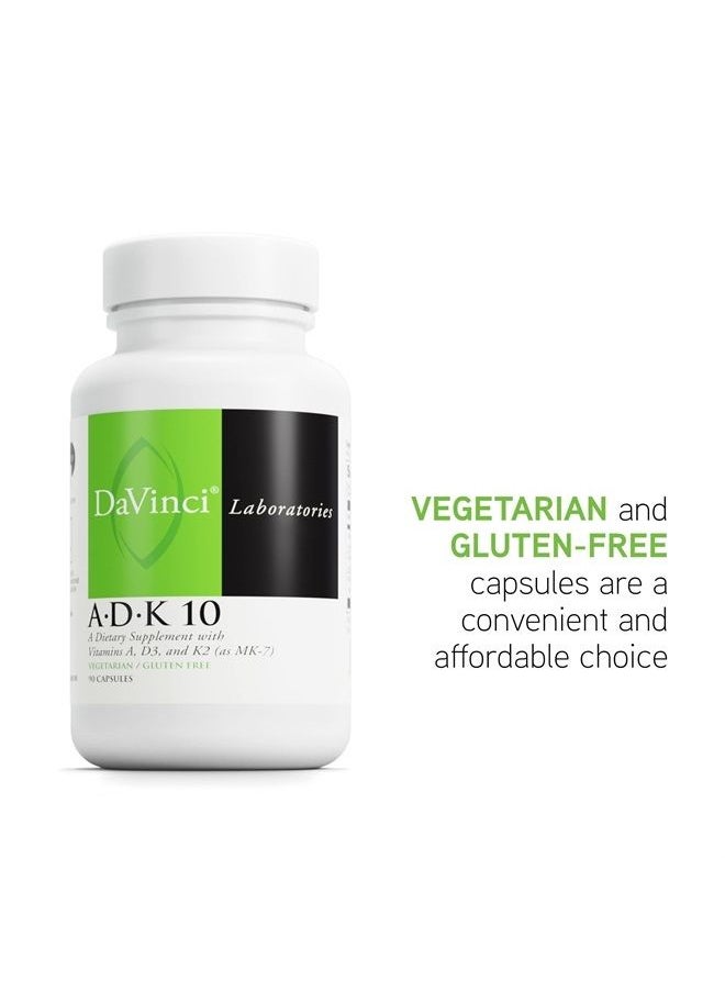 Davinci DaVinci Labs ADK 10 - Dietary Supplement to Support Bone Structure, Heart Health and Immune Function - With Vitamin A, Vitamin D3 10,000 IU and Vitamin K2 - Gluten-Free - 90 Vegetarian Capsules  - Image 3