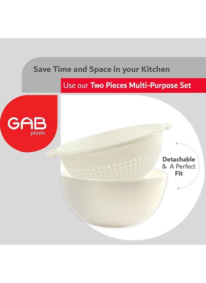 GAB Plastic GAB Plastic, Colander with Bowl Set, Drain Colander and washing bowl, Food Strainer Kitchen Accessory, Detachable Colander,
Cleaning Washing, Mixing Fruits and Vegetables, Made from BPA-free Plastic  - Image 4