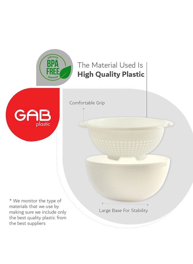 GAB Plastic GAB Plastic, Colander with Bowl Set, Drain Colander and washing bowl, Food Strainer Kitchen Accessory, Detachable Colander,
Cleaning Washing, Mixing Fruits and Vegetables, Made from BPA-free Plastic  - Image 5