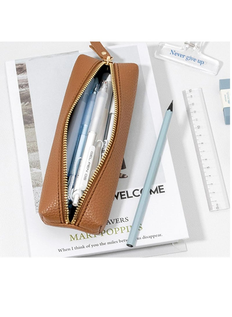 إسكدنيا حقيبة أقلام ورقائق قابلة للتنقل للمدرسة أو المكتب للمرأة والرجل (بني) - Image 3