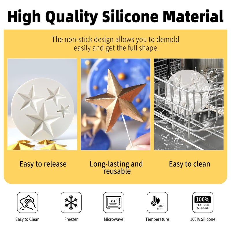 SK Star Silicone Fondant Mold Chocolate Mold for Sugarcraft  Candy Mold  Cupcake Topper  Polymer Clay Crafting Projects-Small  - Image 3