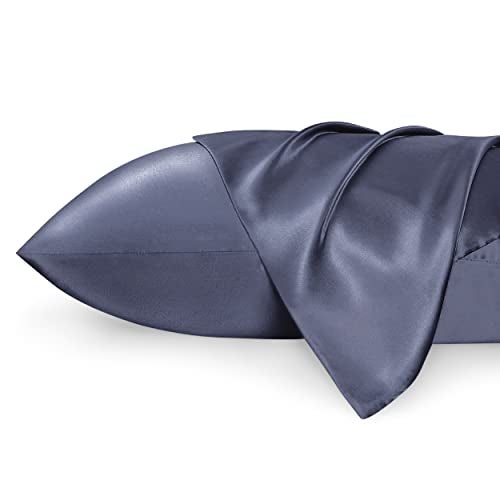 Bedsure Bedsure Satin Pillowcase 2 Pack Similar to Silk Pillow Cases Standard Size Pillow Case for Sleeping Women with Envelope Closure Gifts for Women Men Blue Granite 20x26 Inches 