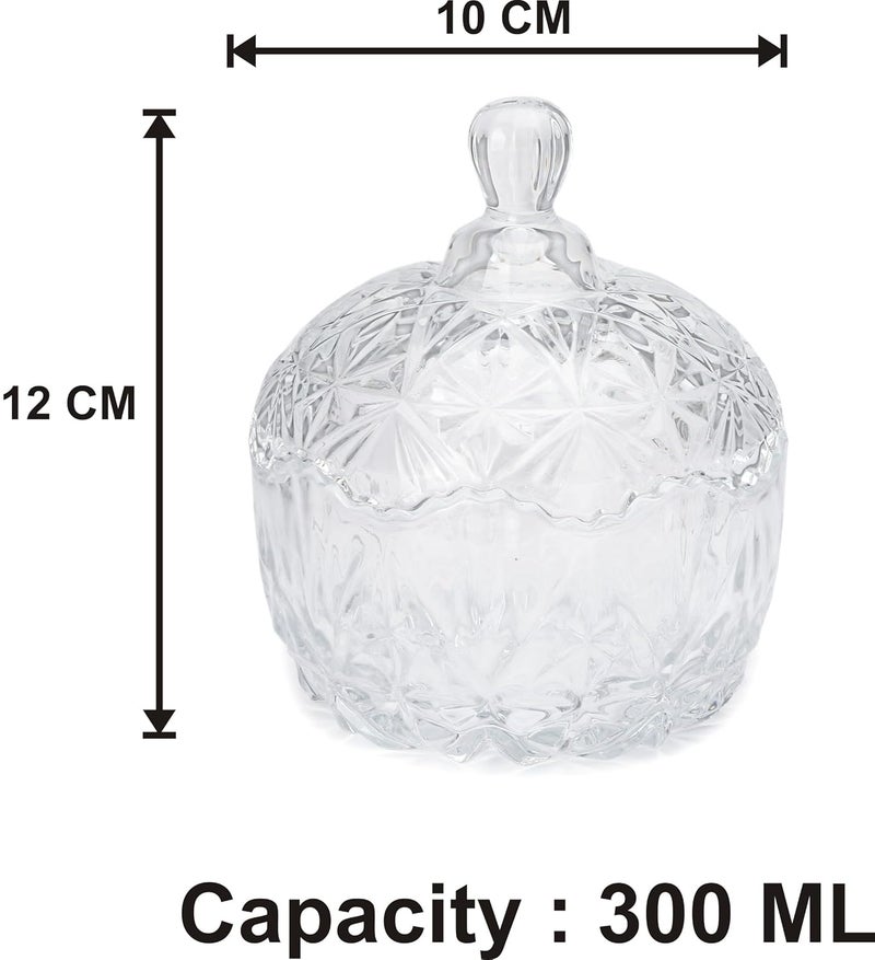 Somil Somil Stylish Glass Candy Bowl with Lid for Sugger Sweet Candy Mouth Freshner Clear Glass 300 Ml 10 X 10 X 12 Cm  - Image 2