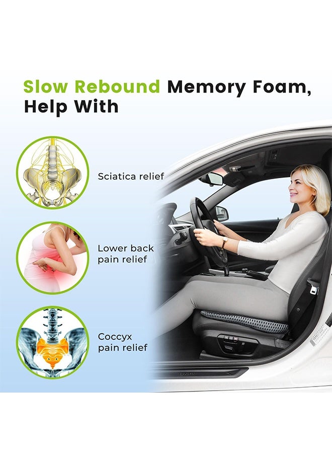 DUNISO Seat Cushion for Car Seat Driver，Memory Foam Car Seat Cushion，Car Seat Cushions for Driving with Tie，Soft and Comfortable，Improving Driving View，for Office Chair，Car Chair - Image 5