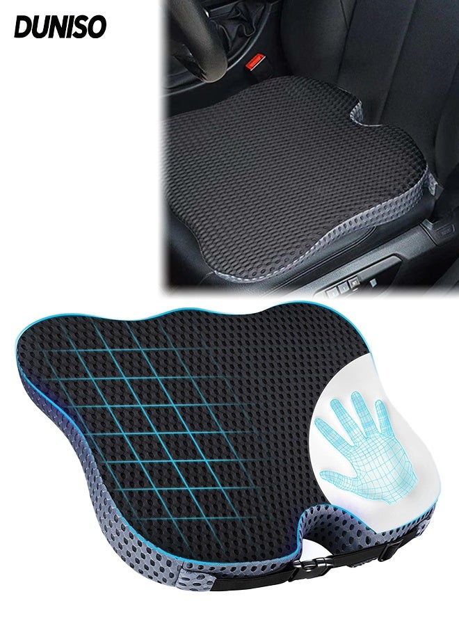 DUNISO Seat Cushion for Car Seat Driver，Memory Foam Car Seat Cushion，Car Seat Cushions for Driving with Tie，Soft and Comfortable，Improving Driving View，for Office Chair，Car Chair - Image 2