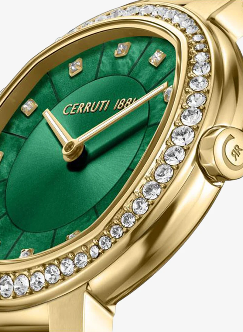 CERRUTI 1881 Yellow Gold Women's Bellegra 32mm Green Mother-of-pearl Dial Quartz Analog Watch For Women for Women | Best Price UAE