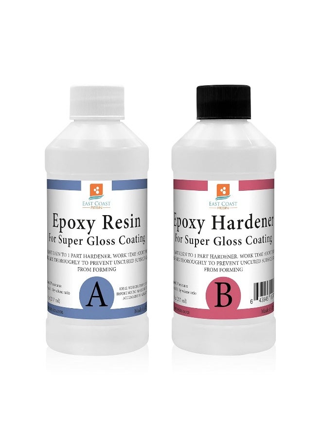 East Coast Resin - Epoxy Resin Crystal Clear 16 Oz Kit. For Super Gloss Coating And Tabletops - Image 1