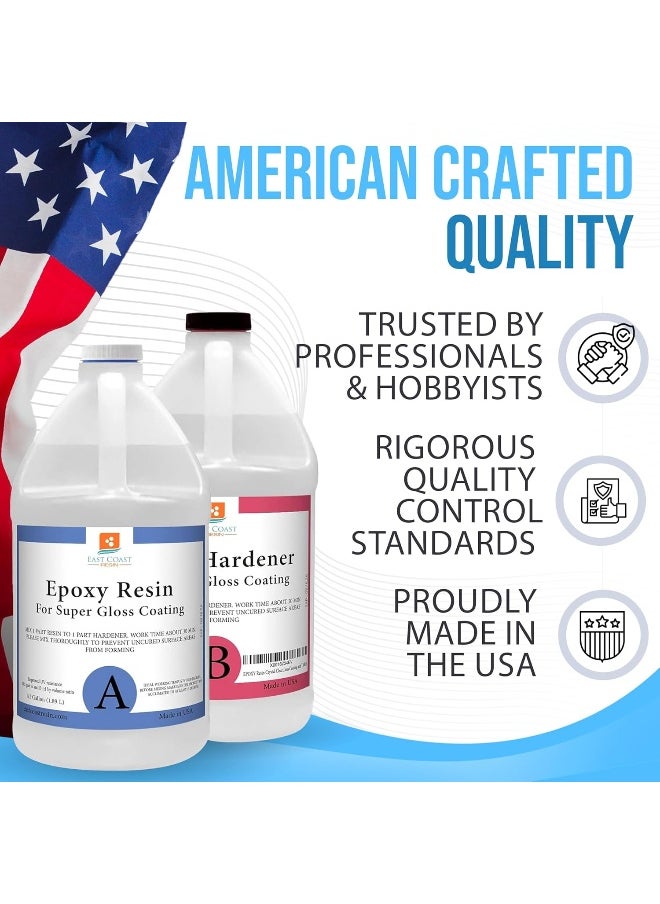 East Coast Resin - Epoxy Resin Crystal Clear 16 Oz Kit. For Super Gloss Coating And Tabletops - Image 1