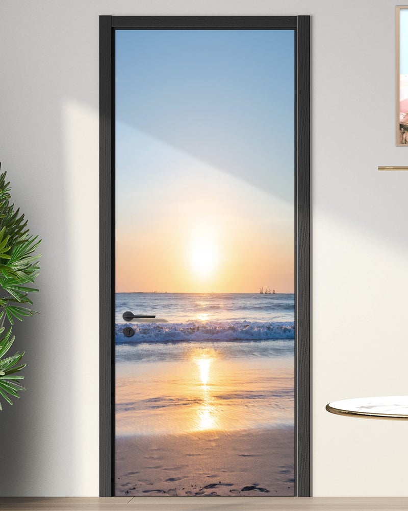 FLFK Door Sticker  Door Mural Peel and Stick Removable SelfAdhesive Ocean Door Wallpaper for Home Decor 303 W x 787 L Set of 2 Sheets