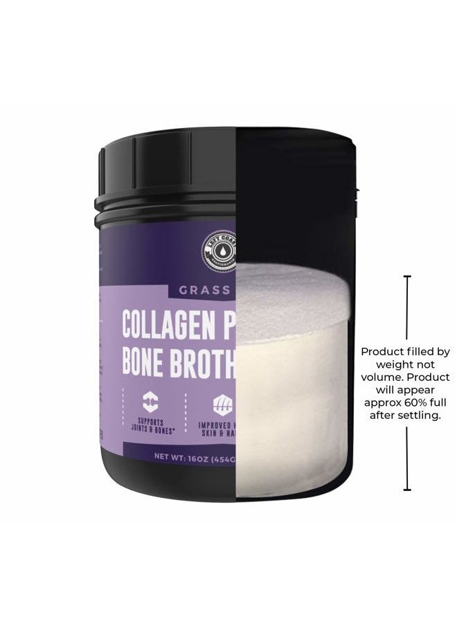 Left Coast Performance - 16oz Bone Broth Powder with Grass Fed Collagen Peptides - Unflavoured, Zero Carb, Dairy Free, No Additives, No Fillers - Natural Source Type I and III - Grass Fed Bone Broth Collagen Powder - Image 1