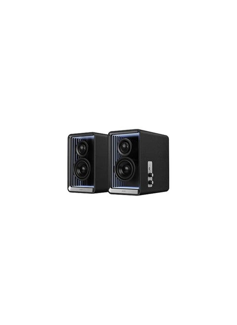 Edifier QR65 Desktop Active Monitor with 2.75" long-throw aluminum diaphragm mid-low drivers, Hi-Res Audio, Brilliant Light Effects, GaN Fast Charger, and 70W Output Power Bluetooth Speakers - Black
