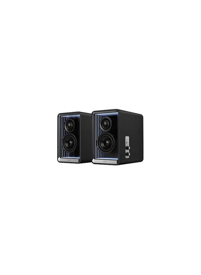 EDIFIER Edifier QR65 Desktop Active Monitor with 2.75" long-throw aluminum diaphragm mid-low drivers, Hi-Res Audio, Brilliant Light Effects, GaN Fast Charger, and 70W Output Power Bluetooth Speakers - Black  - Image 1