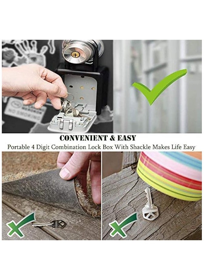 erorex Wall Mounted Stainless Steel 4-Digit Combination Code Key Lock Box  - Image 4