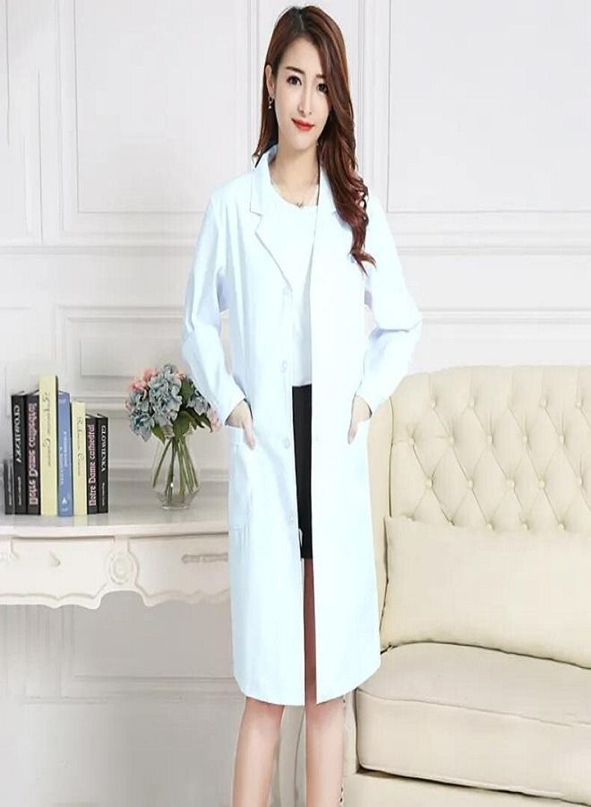 White doctor's lab coat, uniform medical jacket, made of cotton fabric with a V-neck, lab coat, women's lab coat, women's medical lab coat, long lab coat, white lab coat
