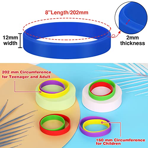 LVNRIDS 100 PCS Blue Blank Silicone Bracelets, Sports Rubber Elastic Wristbands Wholesale Bulk Bracelet S - Image 3