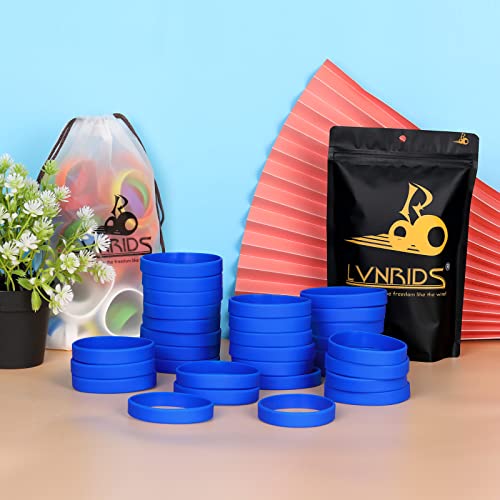 LVNRIDS 100 PCS Blue Blank Silicone Bracelets, Sports Rubber Elastic Wristbands Wholesale Bulk Bracelet S - Image 2