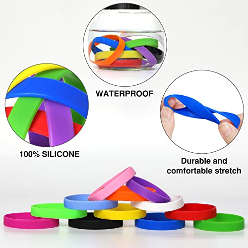LVNRIDS 100 PCS Blue Blank Silicone Bracelets, Sports Rubber Elastic Wristbands Wholesale Bulk Bracelet S - Image 4