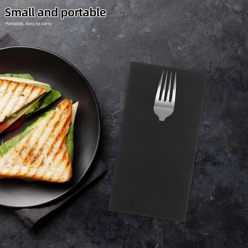 50pcs Disposable Pocket Napkins with Cutlery Wraps Black, Bulk Dinner Napkins for Hotels, Restaurants, Weddings, and Party Table Accessories - Image 4