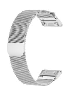 NIBEMINENT Milanese Strap Watchband For Garmin Fenix 6S Silver  - Image 2