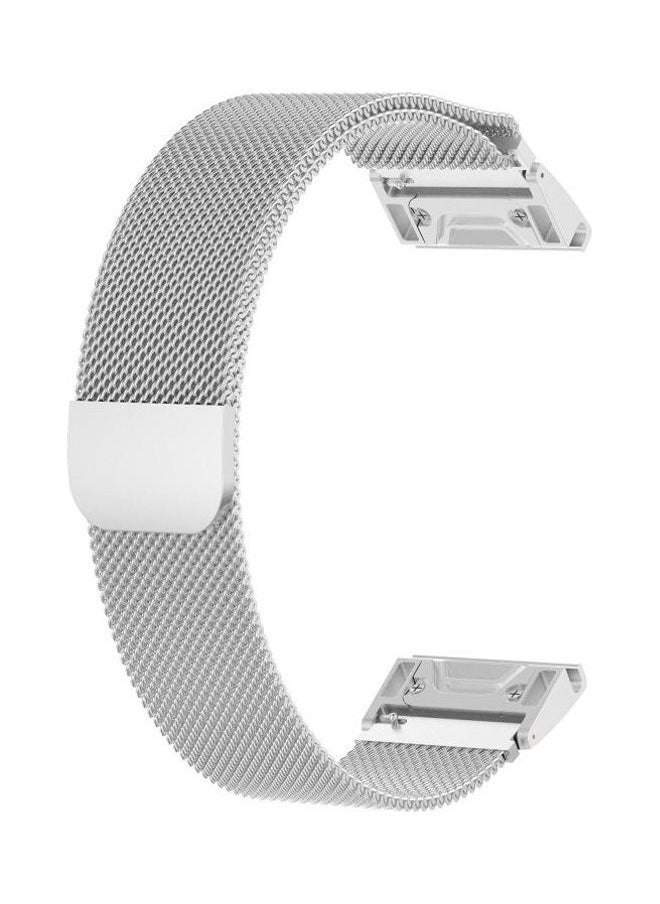 NIBEMINENT - Milanese Strap Watchband For Garmin Fenix 6S Silver - Image 1