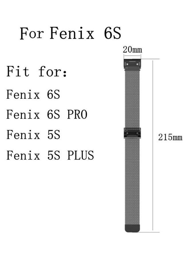 NIBEMINENT - Milanese Strap Watchband For Garmin Fenix 6S Silver - Image 1
