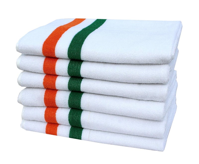 Mandhania Indian Tricolor Cotton Bath Towel 400 GSM 28x57 Pack of 6 - Image 4