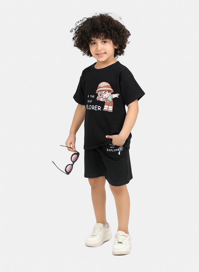 ريمينت طقم شورت المستكشف للاولاد اسود - Image 1