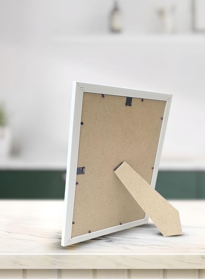 Decorhills DECORHILLS FRAMES & DECOR A4 Certificate and Picture Wood Grain Glass Wall Mount and Tabletop White 25x34cm Pack of 2  - Image 4