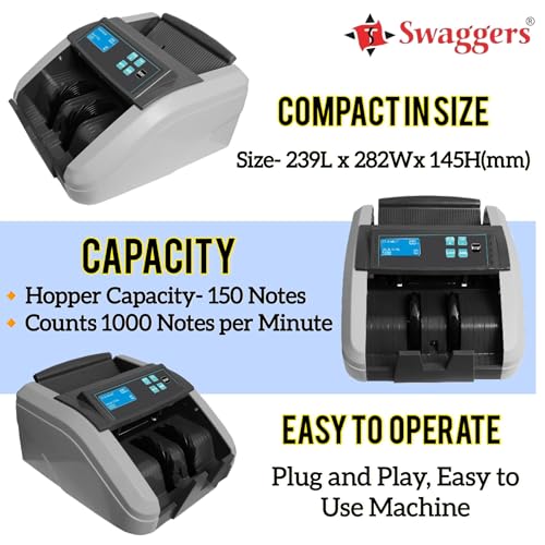 swaggers Heavy Duty/Latest Updated Super Heavy Duty Note/Currency/Cash/Money Counting Machine with Fake Note Detection for All Old/New Notes. 1 Year Warranty - Image 2