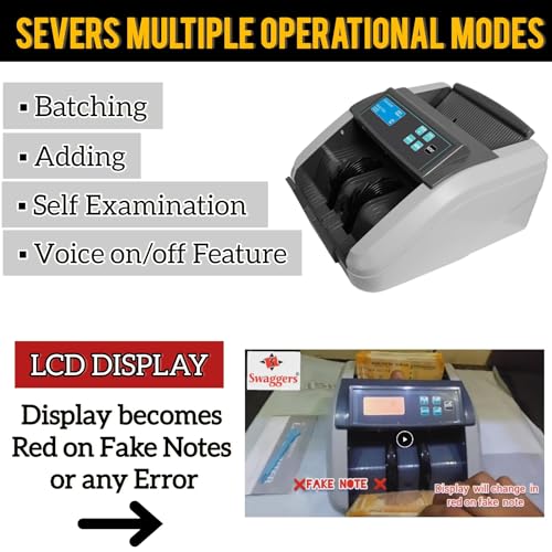 swaggers Heavy Duty/Latest Updated Super Heavy Duty Note/Currency/Cash/Money Counting Machine with Fake Note Detection for All Old/New Notes. 1 Year Warranty - Image 4