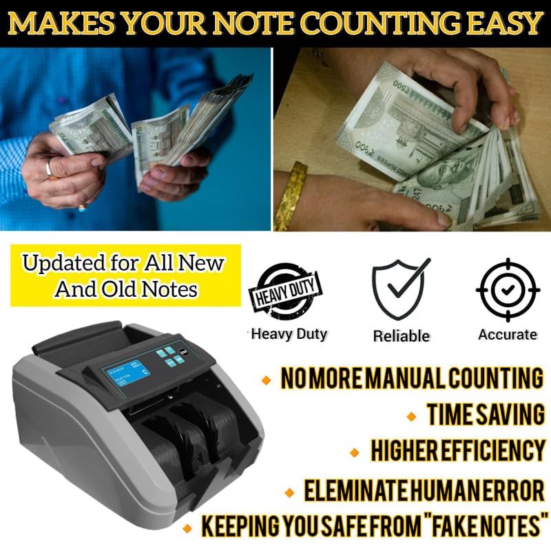 swaggers Heavy Duty/Latest Updated Super Heavy Duty Note/Currency/Cash/Money Counting Machine with Fake Note Detection for All Old/New Notes. 1 Year Warranty - Image 5