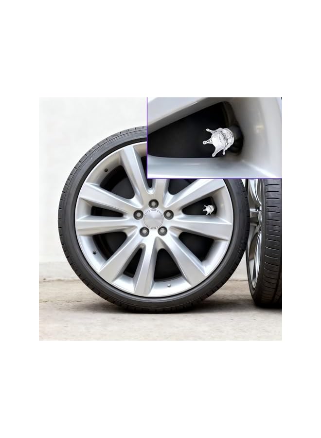 S-TOP 4-Pcs White Universal Crown Valve Stem Caps for Car, Truck & Bicycle – Durable Air Valve Covers - Image 1