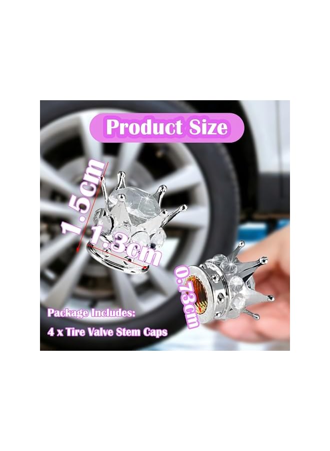 S-TOP 4-Pcs White Universal Crown Valve Stem Caps for Car, Truck & Bicycle – Durable Air Valve Covers - Image 4