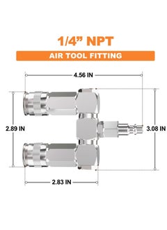 SYOSI Air Hose Connectors 2 Way Air Hose Splitter Fittings 1/4 in NPT Air Compressor Fittings High Pressure Resistance Air Manifold Swivel 360 Degrees Connectors Air Compressor Accessories  - Image 2