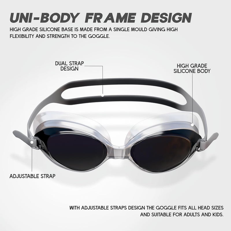 KONEX Anti-Fog UV Protection Swimming Goggles for Men and Women | Adjustable Sports Eyewear for Swimming, Training and Pool Sessions - Image 4