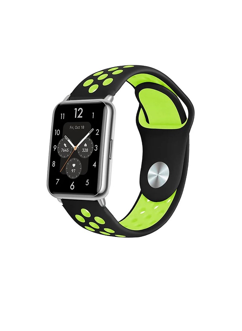 Sport Strap Compatible with Huawei Watch Fit & Huawei Watch Fit New & Huawei Watch Fit Elegant, Breathable Silicone Double Hole Snap Buckle Band - Image 1