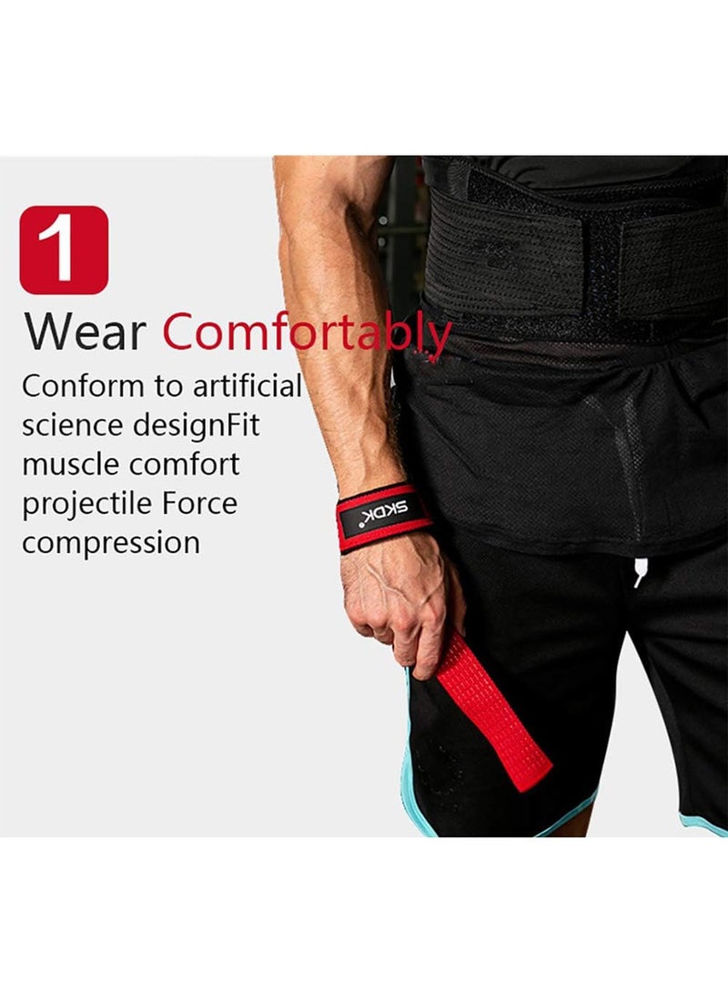 إس كي دي كي أشرطة رفع الأثقال المصنوعة من السيليكون غير القابلة للانزلاق للصالة الرياضية، أشرطة معصم رفع الأثقال مع دعم معصم مبطن، أشرطة رفع الأثقال المتينة، مساعدة قبضة لرفع الأثقال، كمال الأجسام، وتدريب القوة للرجال والنساء - Image 3