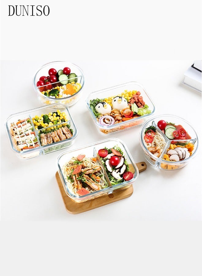 DUNISO 960ml glass lunch box with glass bowl, lunch box with reusable chopsticks and forks, leak proof food container for portable dining, lunch box cover can be used as a phone holder, microwave safe - Image 4