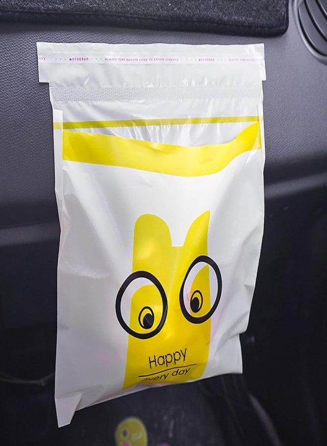 VIHAX Portable Car Trash Bags | Stick-On Disposable Vomit Bags | Waterproof & Leakproof | Durable Garbage Bags for Travel | Kids, Kitchen, Office, Bedroom (Yellow, 25cm x 31cm) - Image 2