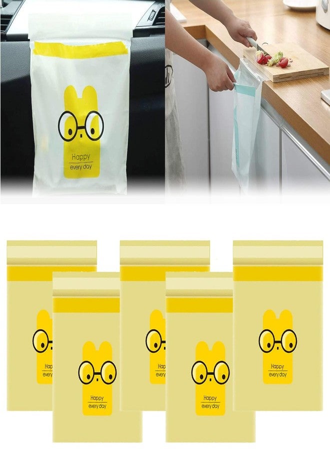 VIHAX Portable Car Trash Bags | Stick-On Disposable Vomit Bags | Waterproof & Leakproof | Durable Garbage Bags for Travel | Kids, Kitchen, Office, Bedroom (Yellow, 25cm x 31cm) - Image 1