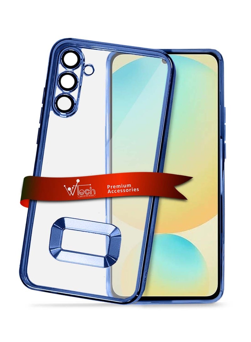 Wtech Samsung Galaxy S24 FE 5G 2024 Luxury Plating Raised Lips Camera Hole Case Cover - Navy Blue - Image 1