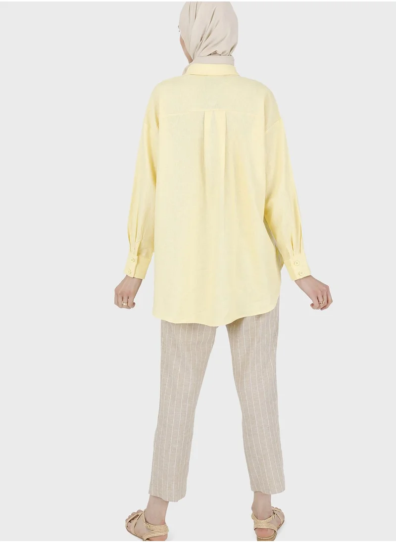 Refka by modanisa Pocket Detail Button Down Tunic