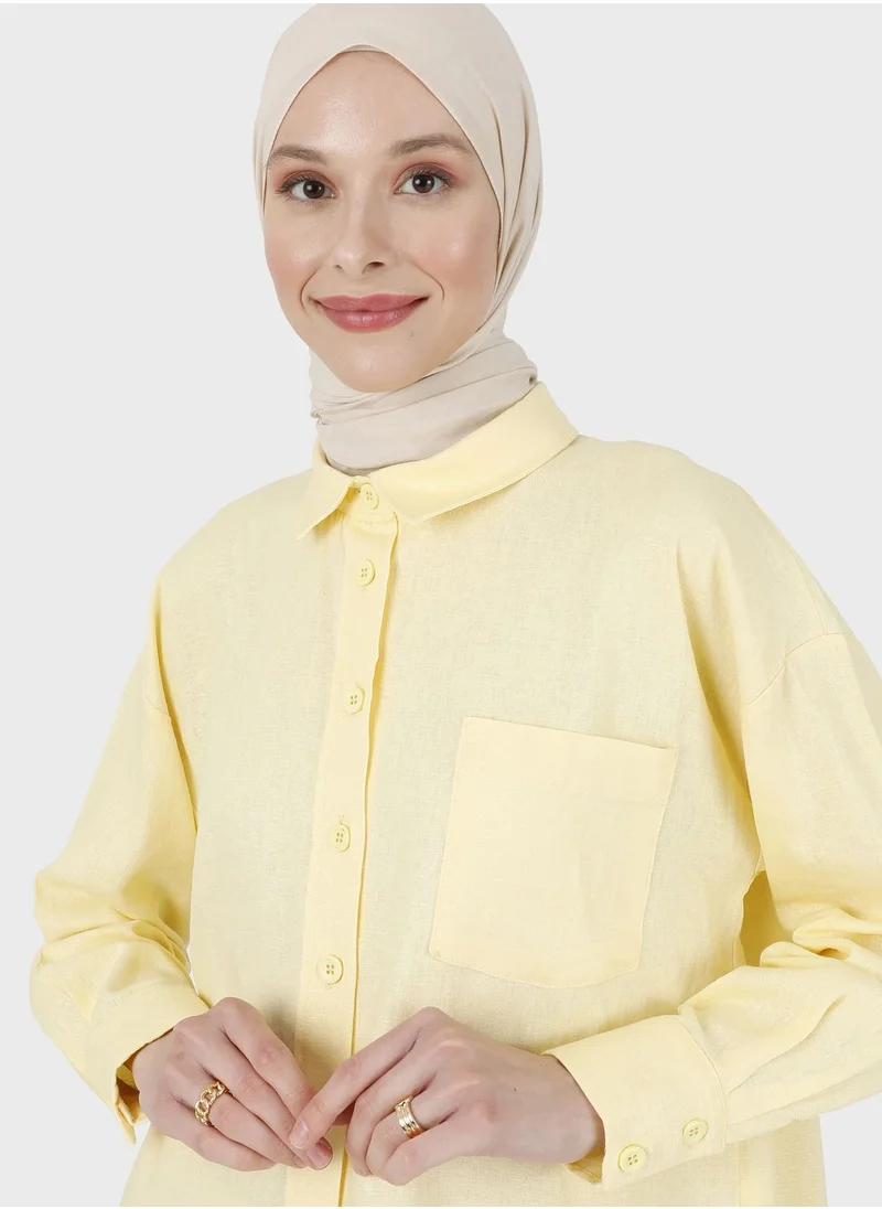 Refka by modanisa Pocket Detail Button Down Tunic