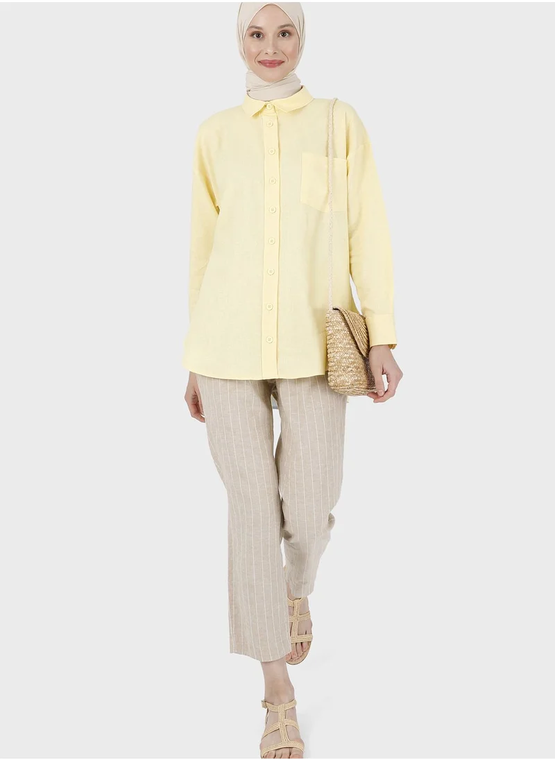 Refka by modanisa Pocket Detail Button Down Tunic