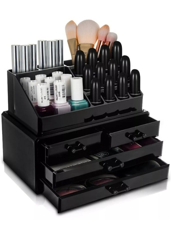 Generic Acrylic Multi-Drawer Makeup and Jewelry Organizer Stylish and Modern Design for Organizing and Storing Acrylic Jewelry, Cosmetics, and Lipsticks - Black  - Image 1