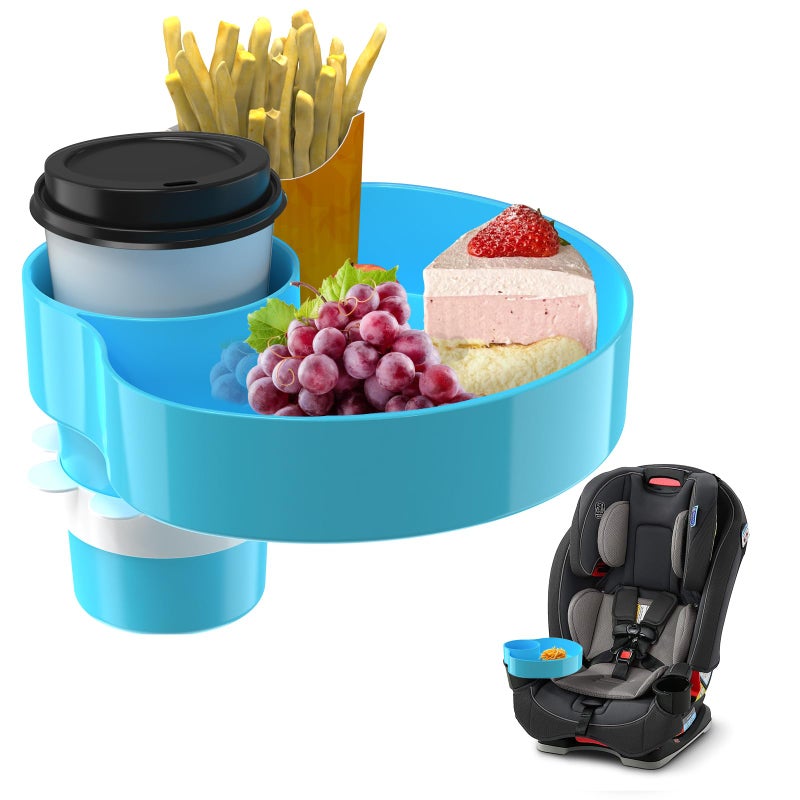 SSPONT Kids Car Seat Tray, Travel Tray with Cup Holder for Toddler Baby, Kids Car Seat Food Snack Organizer for Road Trip, Stroller snack Organizer Travel Must Haves Toddler Must Haves (Sky Blue, 1 PCS) - Image 1