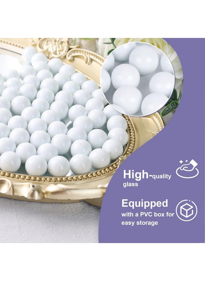 DomeStar DomeStar 1LB Glass Marbles Bulk, Round Glass Marbles 0.63 Inch Vase Fillers White Glass Beads for Marble Runs Home Decor  - Image 4