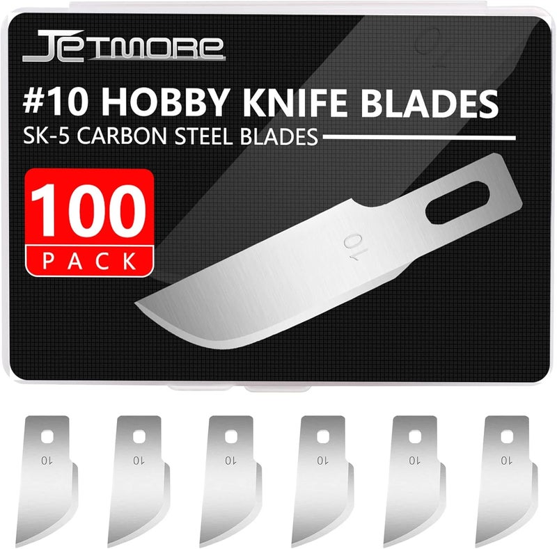 Jetmore 100 Pack Hobby Blades Set #10 Craft Knife Blades Refill Hobby Knife Replacement Blades with Storage Box for Art Craft Scrapbooking Supplies Caving Stencil - Image 1