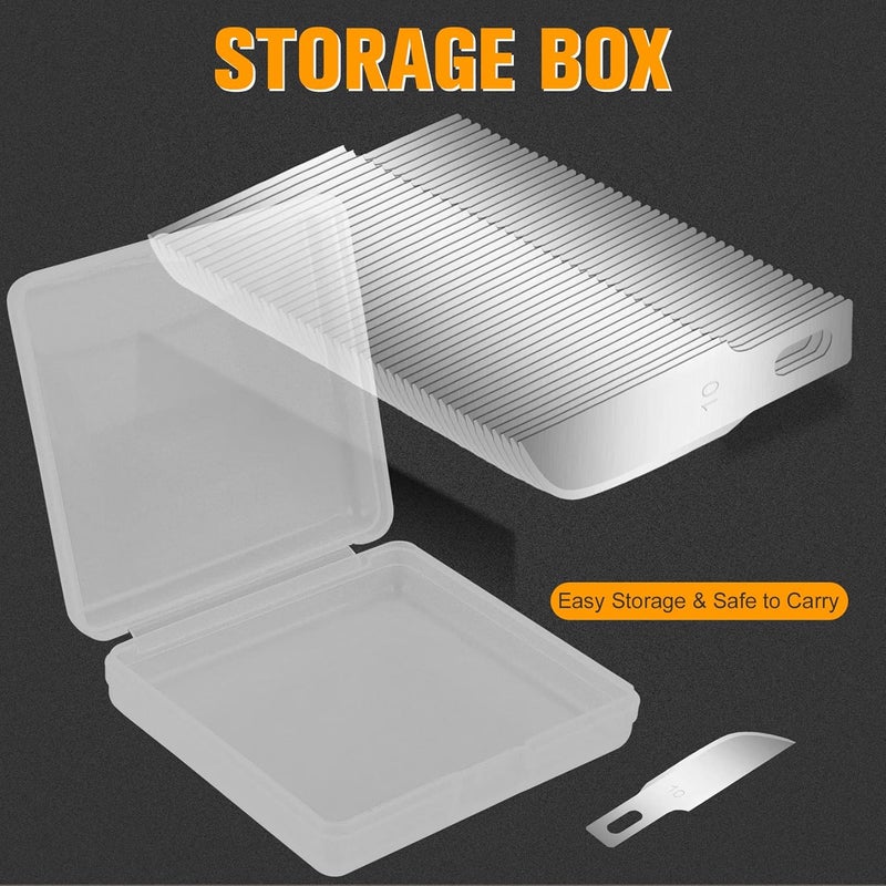 Jetmore 100 Pack Hobby Blades Set #10 Craft Knife Blades Refill Hobby Knife Replacement Blades with Storage Box for Art Craft Scrapbooking Supplies Caving Stencil - Image 4